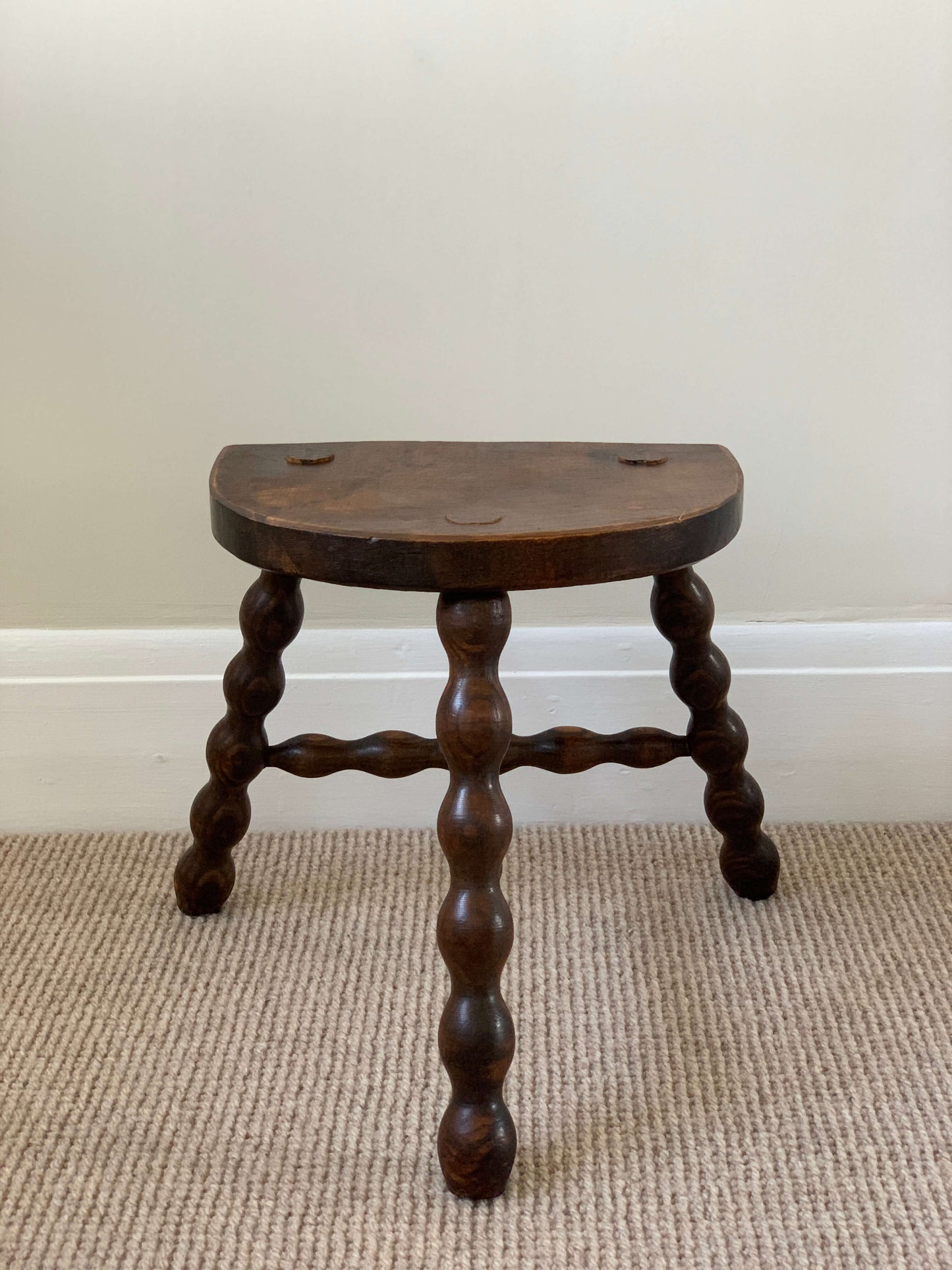 French vintage short bobbin stool