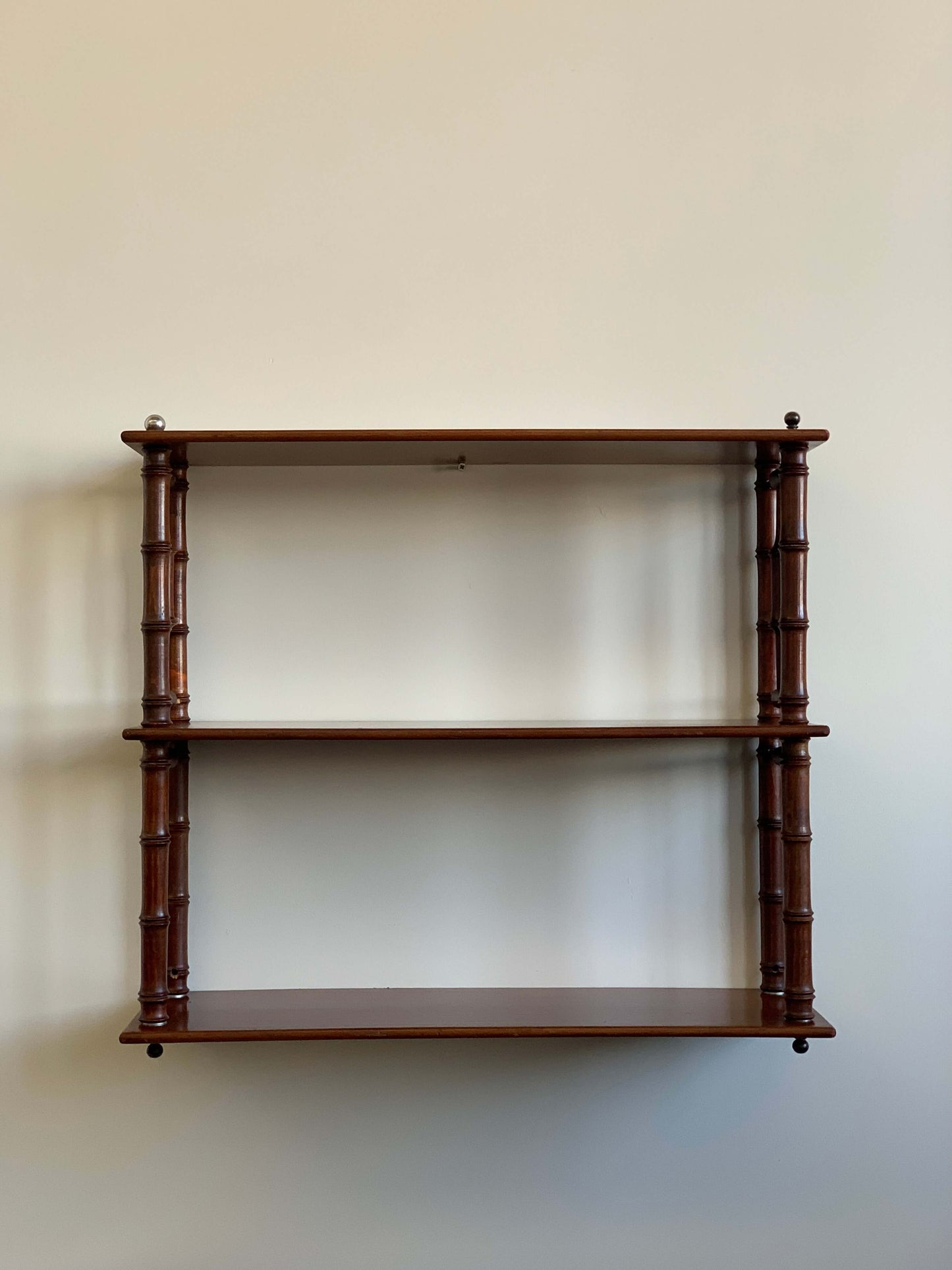 French antique faux bamboo wall-hung shelving unit