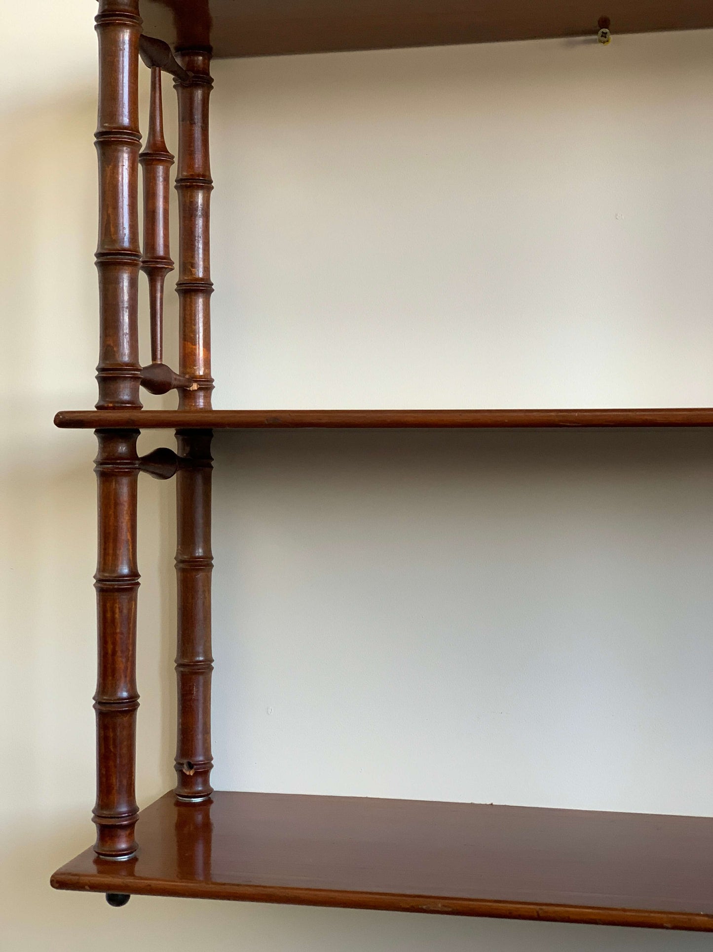 French antique faux bamboo wall-hung shelving unit