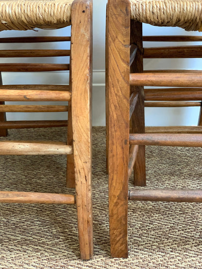 Set of four antique rush dining chairs