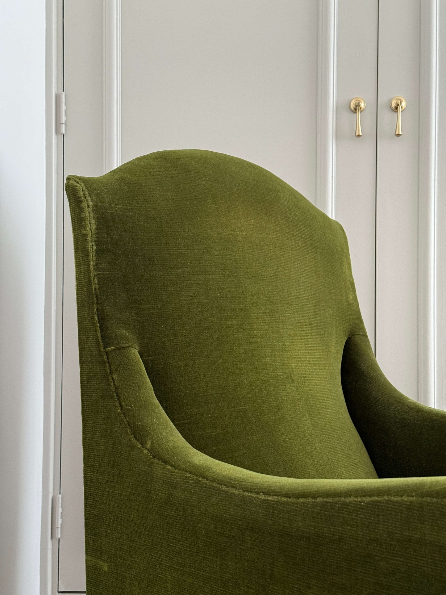 Edwardian velvet armchair with pleated skirt