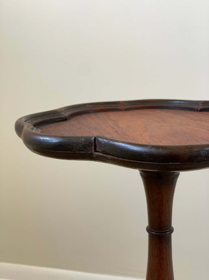 Antique scalloped occasional table on splayed legs